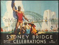 7m0248 SYDNEY BRIDGE CELEBRATIONS 18x23 Australian commercial poster 1960s Annand & Whitmore art!