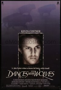 7m0849 DANCES WITH WOLVES DS 1sh 1990 Kevin Costner directs & stars, image of buffalo!