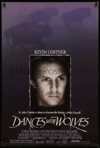 7m0848 DANCES WITH WOLVES 1sh 1990 Kevin Costner directs & stars, image of buffalo!