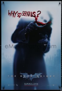 7m0853 DARK KNIGHT teaser DS 1sh 2008 great image of Heath Ledger as the Joker, why so serious?
