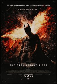 7m0854 DARK KNIGHT RISES advance DS 1sh 2012 Christian Bale as Batman, a fire will rise!