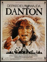 7m0660 DANTON French 25x33 1982 Andrzej Wajda, cool art of Gerard Depardieu by Michel Landi!