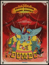 7m0665 DUMBO French 24x32 R1970 Walt Disney circus elephant classic, different art by Bourduge!