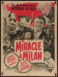 7m0694 MIRACLE IN MILAN French 24x32 1951 Vittorio De Sica's Miracolo a Milano, different montage!