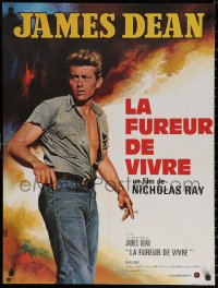 7m0718 REBEL WITHOUT A CAUSE French 23x30 R1970s Nicholas Ray classic, art of James Dean by Mascii!