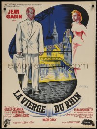 7m0721 RHINE VIRGIN French 23x32 1953 art of Jean Gabin who returns from the dead by Xarrie!