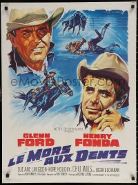 7m0723 ROUNDERS French 24x32 1965 great Soubie art of Glenn Ford & Henry Fonda!