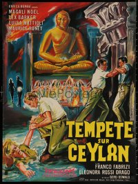 7m0724 SCARLET EYE French 23x31 1963 great Belinsky art of Lex Barker & Ann Smyrner in temple!