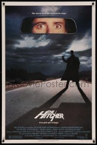 7m0948 HITCHER 1sh 1986 creepy hitchhiker Rutger Hauer, C. Thomas Howell, never pick-up a stranger!