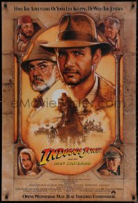 7m0963 INDIANA JONES & THE LAST CRUSADE int'l advance 1sh 1989 art of Ford & Connery by Drew!