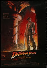7m0964 INDIANA JONES & THE TEMPLE OF DOOM 1sh 1984 adventure is Harrison Ford's name, Wolfe art!