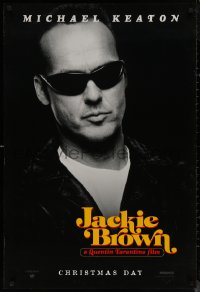 7m0976 JACKIE BROWN teaser 1sh 1997 Quentin Tarantino, Michael Keaton with dark sunglasses!