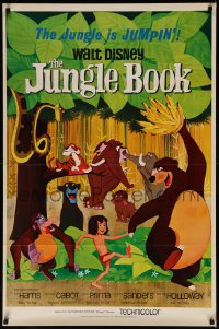 7m0978 JUNGLE BOOK 1sh 1967 Walt Disney cartoon classic, great image of Mowgli & friends!