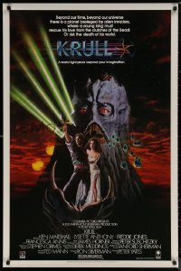 7m0213 KRULL 27x41 video poster 1983 fantasy image of Ken Marshall & Anthony in monster's hand!