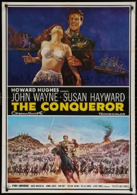 7m0434 CONQUEROR Lebanese R1970s barbarian John Wayne grabs half-dressed sexy Susan Hayward & more!