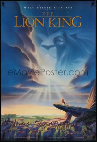 7m1013 LION KING DS 1sh 1994 Disney Africa, John Alvin art of Simba on Pride Rock with Mufasa in sky