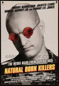 7m1053 NATURAL BORN KILLERS style B DS 1sh 1994 cult classic, Harrelson, cool white tagline design!