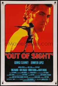 7m1067 OUT OF SIGHT DS 1sh 1998 Steven Soderbergh, cool image of George Clooney, Jennifer Lopez!