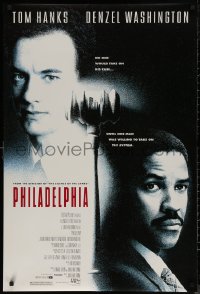 7m1077 PHILADELPHIA DS 1sh 1993 Tom Hanks, Denzel Washington, directed by Jonathan Demme!