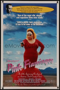 7m1079 PINK FLAMINGOS 1sh R1997 Divine, Mink Stole, John Waters, proud to recycle their trash!