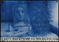 7m0114 KARTY POCZTOWE A.D. 1900 exhibition Polish 27x38 1985 Jerzy Czerniawski art of girl in mirror!