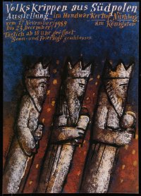 7m0132 VOLKSKRIPPEN AUS SUDPOLEN Polish 19x27 1989 Christmas with Three Kings art by Mieczyslaw!