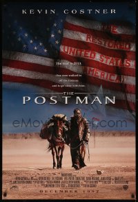 7m1086 POSTMAN advance DS 1sh 1997 cool post-apocalyptic image of Kevin Costner!