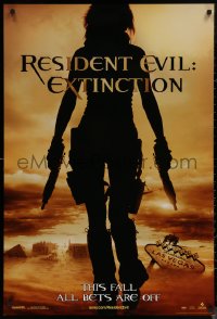 7m1102 RESIDENT EVIL: EXTINCTION teaser 1sh 2007 silhouette of zombie killer Milla Jovovich!