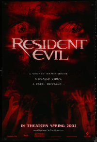7m1101 RESIDENT EVIL teaser 1sh 2002 Paul W.S. Anderson, Milla Jovovich, Rodriguez, zombies!