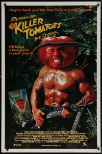 7m0215 RETURN OF THE KILLER TOMATOES 27x41 video poster 1988 Darrow art, they were out for blood & now they're back
