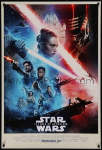 7m1111 RISE OF SKYWALKER advance DS 1sh 2019 Star Wars, Ridley, Hamill, Fisher, great cast montage!