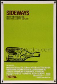 7m1134 SIDEWAYS advance DS 1sh 2004 Alexander Payne classic, cool art of men in bottle!