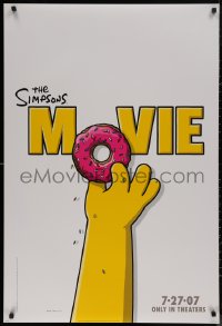 7m1136 SIMPSONS MOVIE advance DS 1sh 2007 classic Groening art of Homer Simpson w/donut!