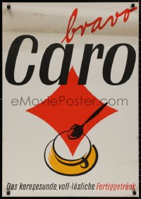 7m0174 CARO 23x33 Austrian advertising poster 1960s Caro always tastes good, Walter Muller cup art!