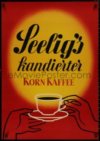 7m0179 SEELIG'S KANDIERTER KORN KAFFEE 24x33 German advertising poster 1950s Walter Muller, red!
