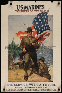 7m0056 U.S. MARINES THE SERVICE WITH A FUTURE 18x27 special poster 1920s Riesenberg bayonet art!