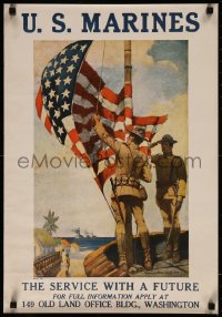 7m0055 U.S. MARINES THE SERVICE WITH A FUTURE 18x26 special poster 1920s Riesenberg flag art!