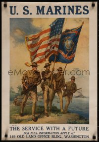 7m0053 U.S. MARINES THE SERVICE WITH A FUTURE 18x26 special poster 1920s art by Leon Alric Shafer!