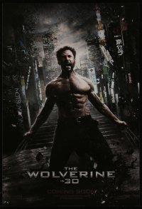 7m0170 WOLVERINE foil int'l mini poster 2013 barechested Hugh Jackman kneeling w/ claws out!