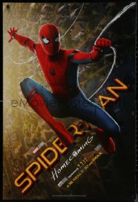 7m1158 SPIDER-MAN: HOMECOMING teaser DS 1sh 2017 Tom Holland swinging over New York City!