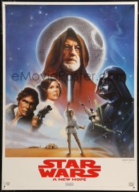 7m0218 STAR WARS 19x27 video poster R1995 A New Hope, George Lucas classic epic, art by John Alvin!