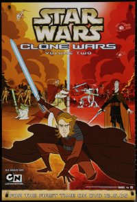 7m0220 STAR WARS: CLONE WARS 27x40 video poster 2005 Anakin Skywalker, Yoda & Kenobi, volume 2!