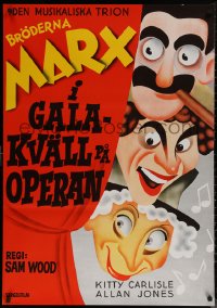 7m0292 NIGHT AT THE OPERA Swedish R1972 completely different art of Groucho, Chico & Harpo Marx