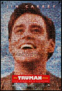 7m1207 TRUMAN SHOW teaser DS 1sh 1998 really cool mosaic art of Jim Carrey, Peter Weir