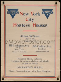 7m0089 NEW YORK CITY HOSTESS HOUSES 21x28 WWI war poster 1917 Young Women's Christian Association!