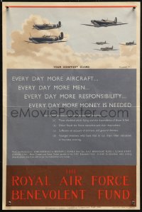 7m0100 ROYAL AIR FORCE BENEVOLENT FUND 10x14 English WWII war poster 1941 Roy Nockolds art!