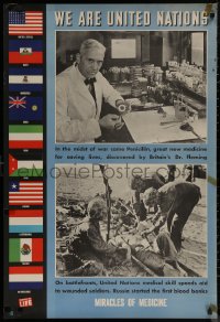7m0101 WE ARE UNITED NATIONS 27x39 WWII war poster 1944 photographs taken from Life magazine!