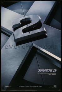 7m1250 X-MEN 2 int'l teaser DS 1sh 2003 Marvel Comics, Bryan Singer, cool stylized title design!
