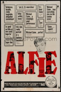 7p0353 ALFIE int'l 1sh 1966 British cad Michael Caine loves women, far sexier art!
