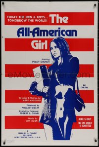 7p0358 ALL AMERICAN GIRL 1sh 1972 Peggy Church, patriotic art of sexy neighbor!